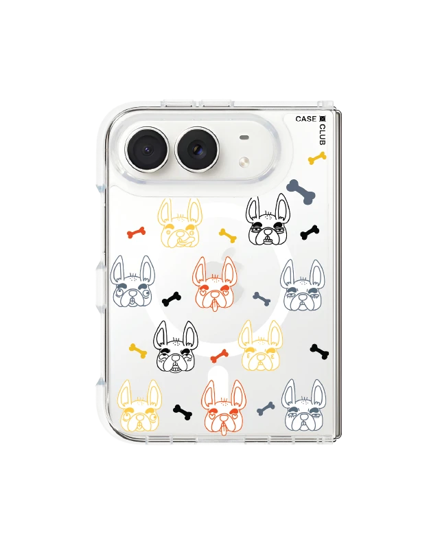 iphone duo clear magsafe french bull dog pattern