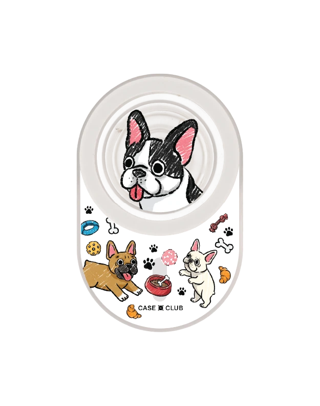 clear popgrip french bull dog play time