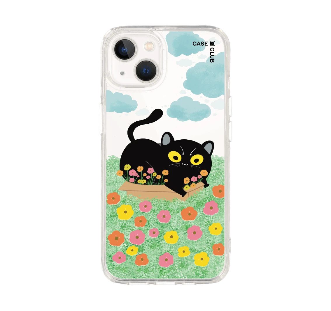 เคสใส iphone 13 สวนดอกไม้ของแมวดำ