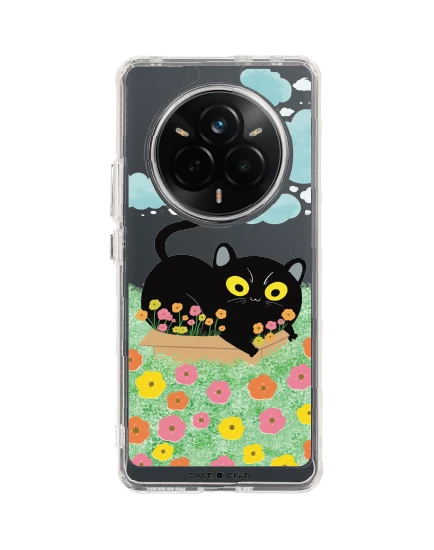 เคสใส realme 14 pro สวนดอกไม้ของแมวดำ