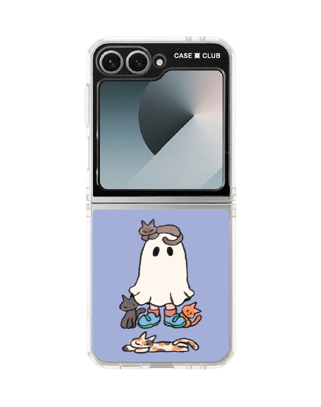 Samsung Galaxy Z Flip 6 Clear Case Ghost Club Cat Person