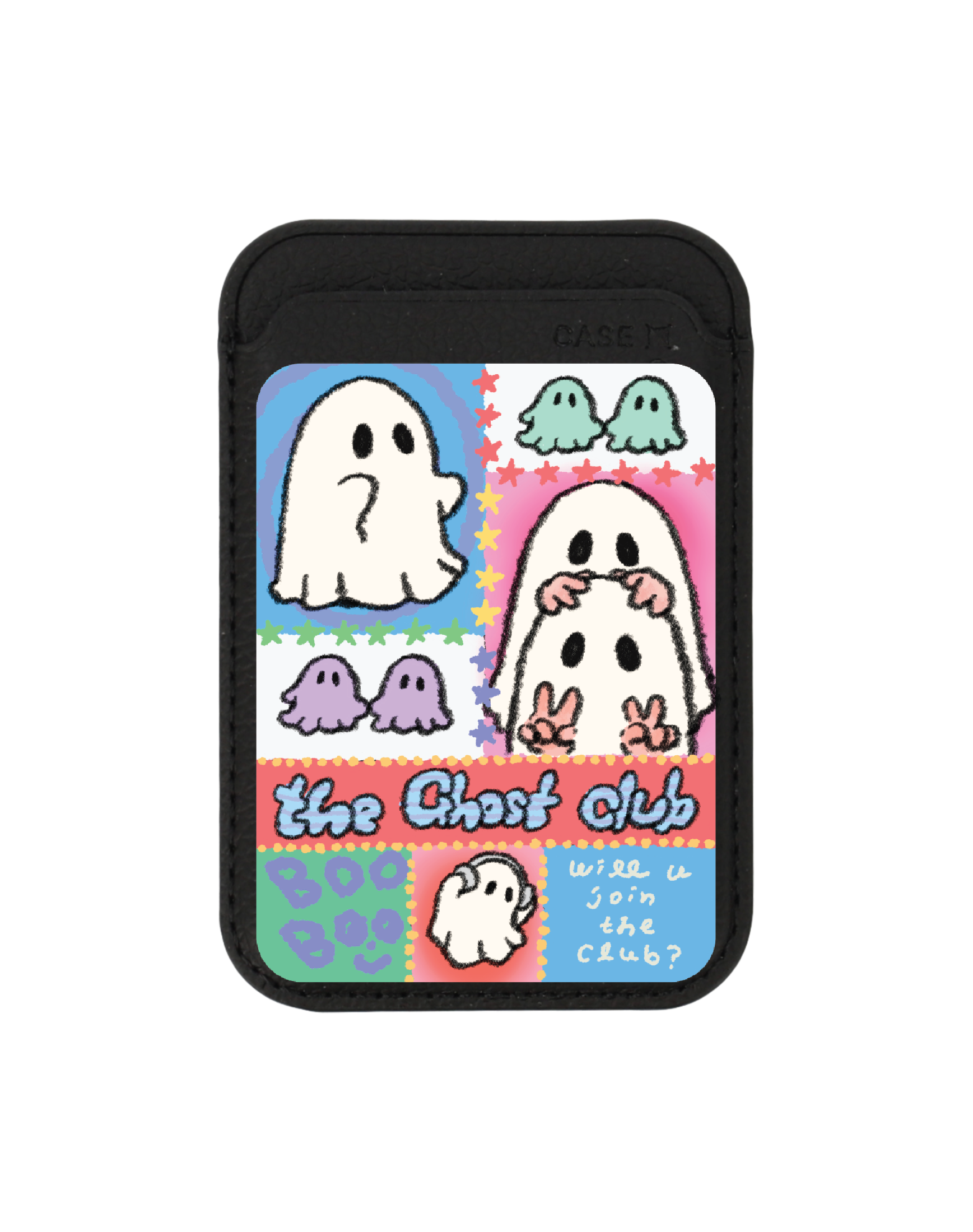 กระเป๋าใส่บัตร magsafe ดำ ghost club สีสัน