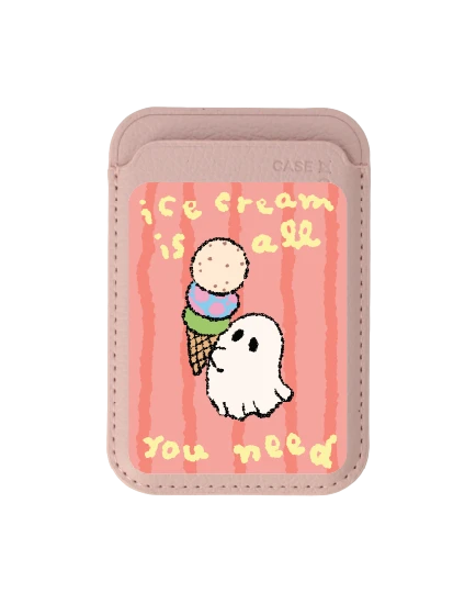 กระเป๋าใส่บัตร magsafe ชมพูอ่อน ghost club ice cream