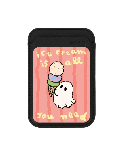 กระเป๋าใส่บัตร magsafe ดำ ghost club ice cream