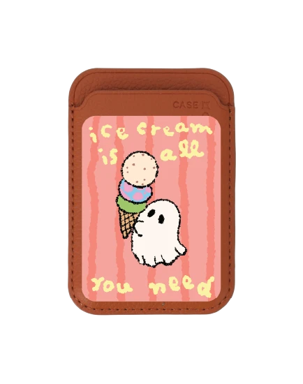 กระเป๋าใส่บัตร magsafe น้ำตาล ghost club ice cream