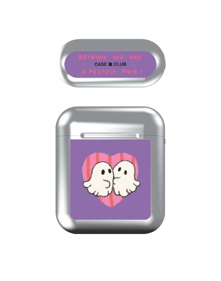 airpods (1/2 gen) silver case ghost club perfect pair