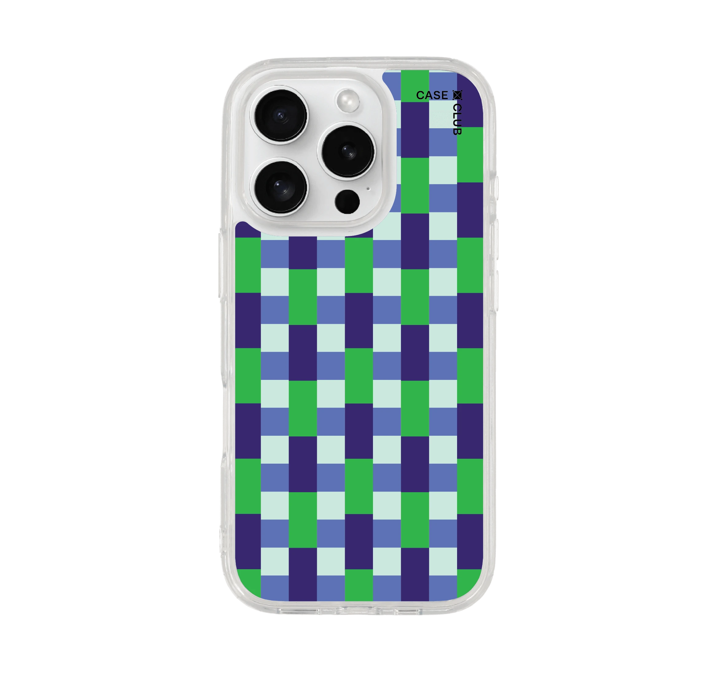 iphone 16 pro clear case magsafe green & blue multi color tile