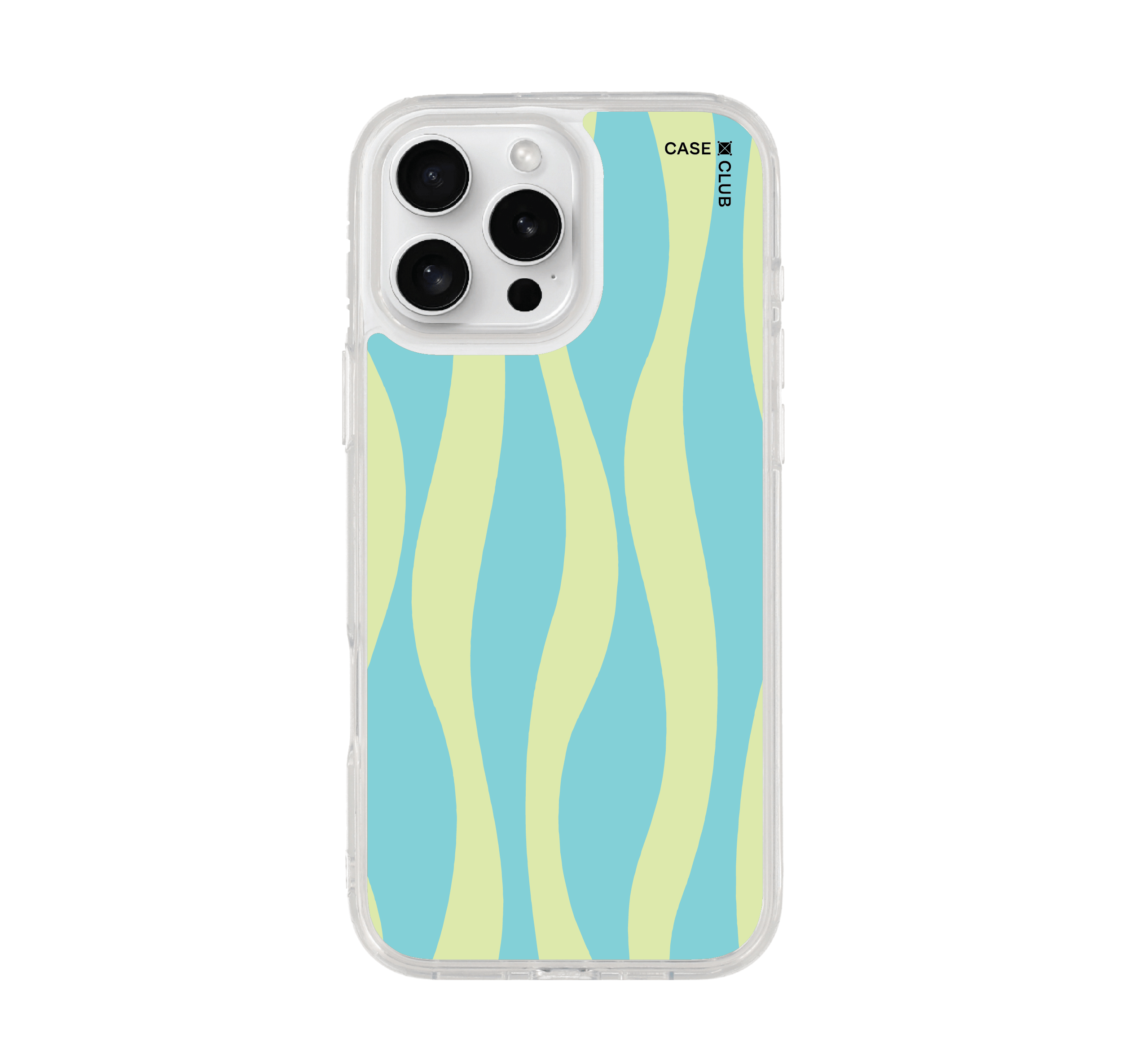 เคสใส iPhone 16 Pro Max ลายหยักเขียวน้ำเงิน