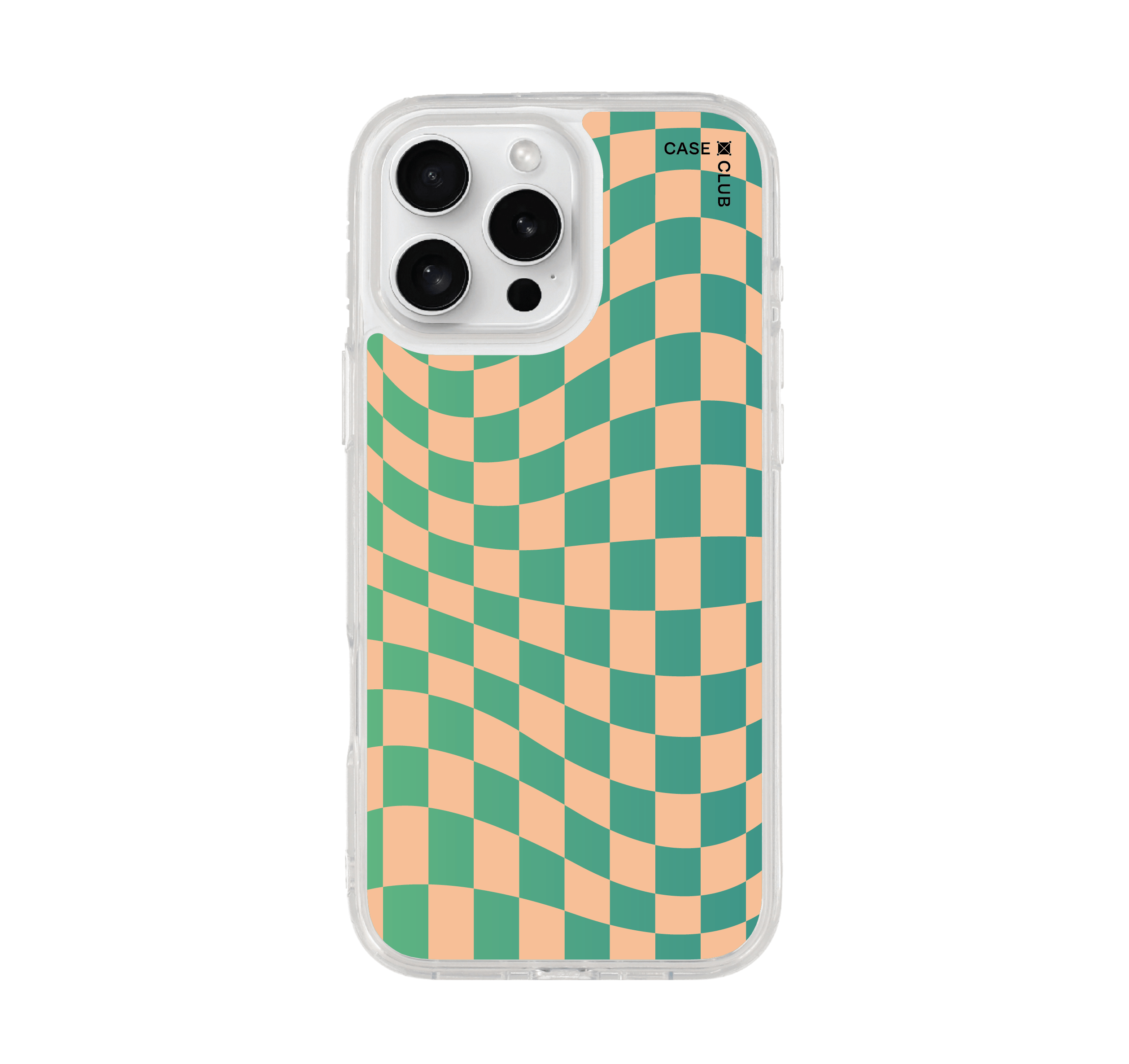 เคสใส iPhone 16 Pro Max กริดเขียวไล่สี