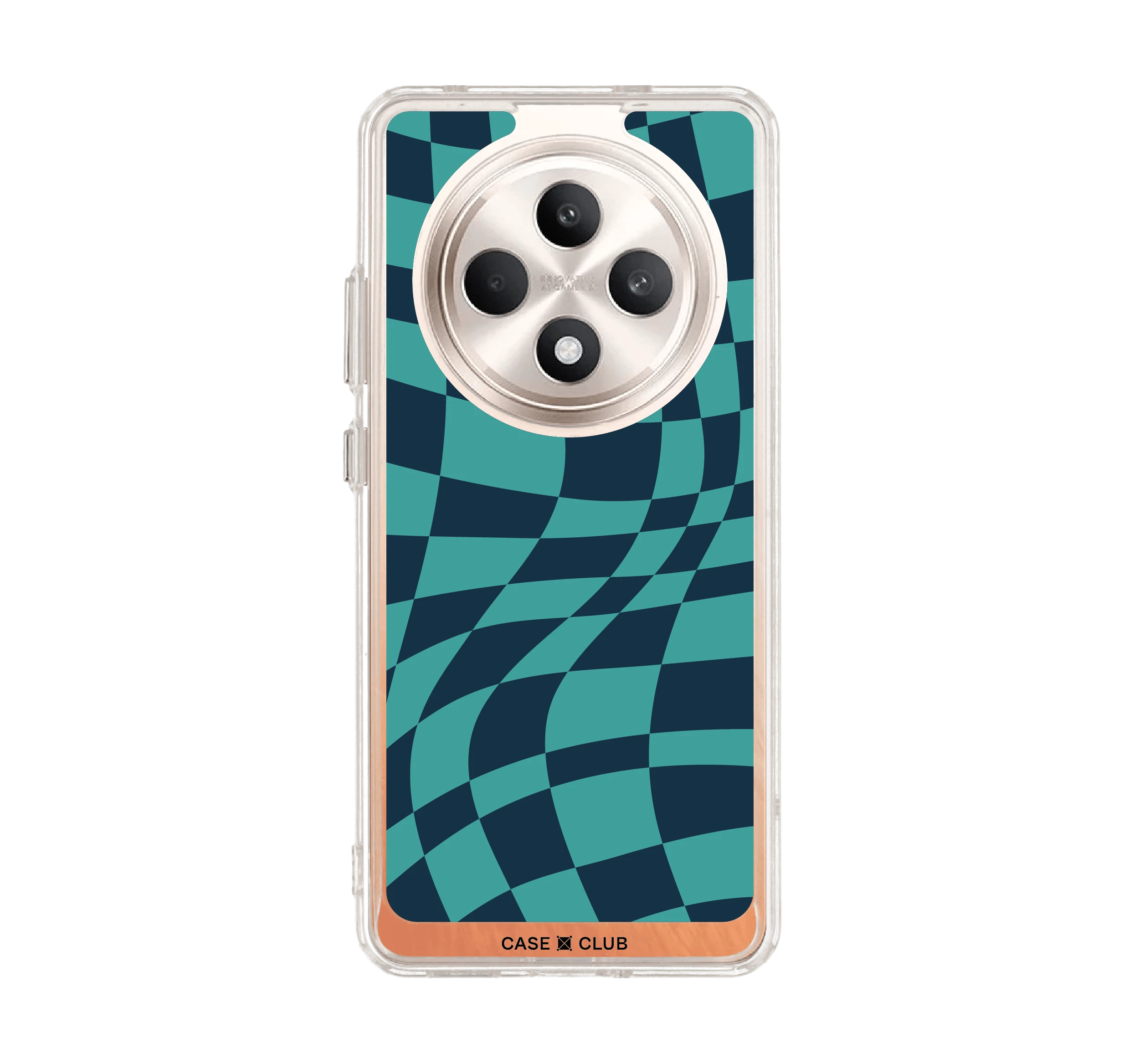 oppo reno 12f clear case green illusion grid
