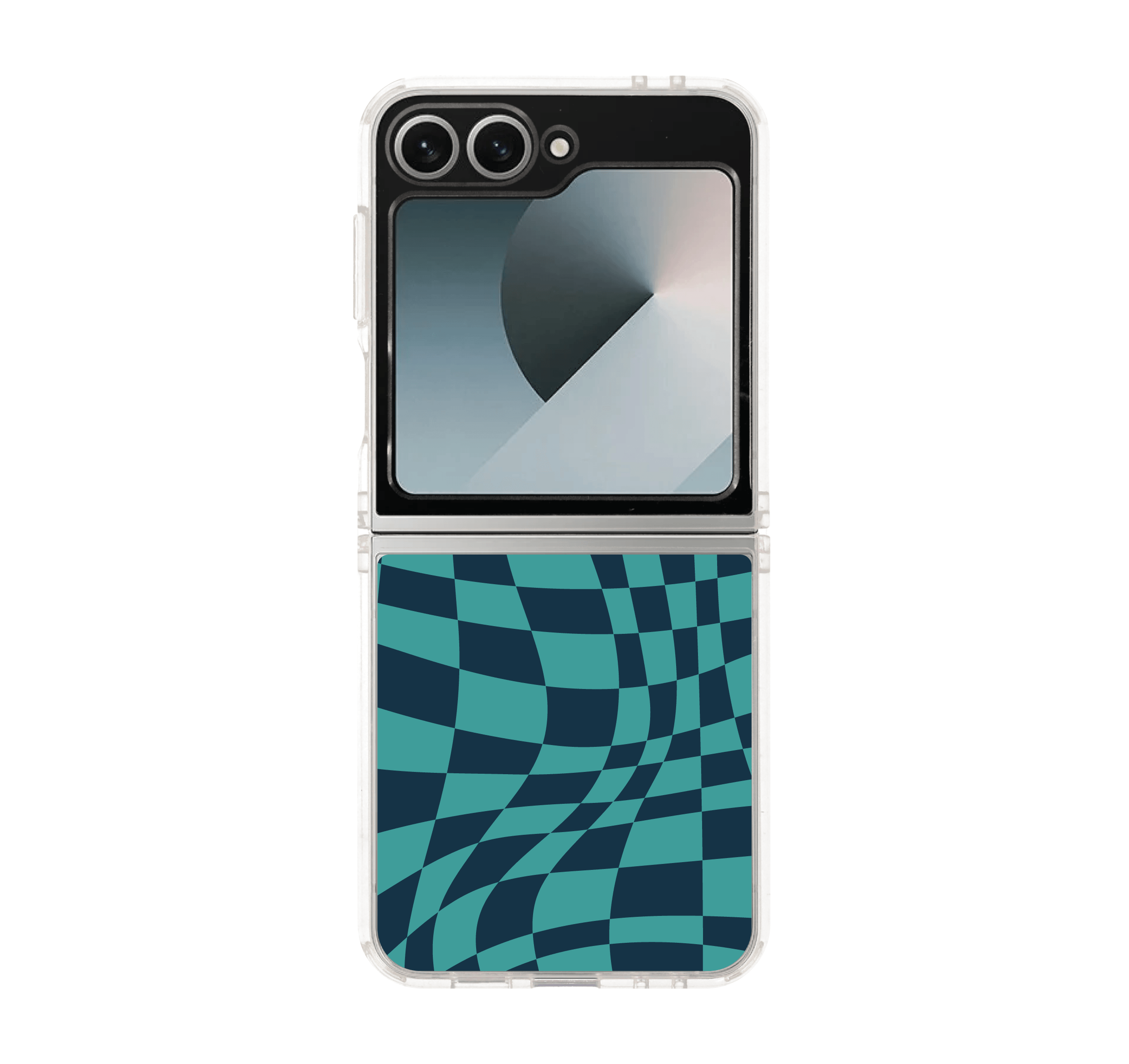 samsung galaxy z flip 6 clear case green illusion grid