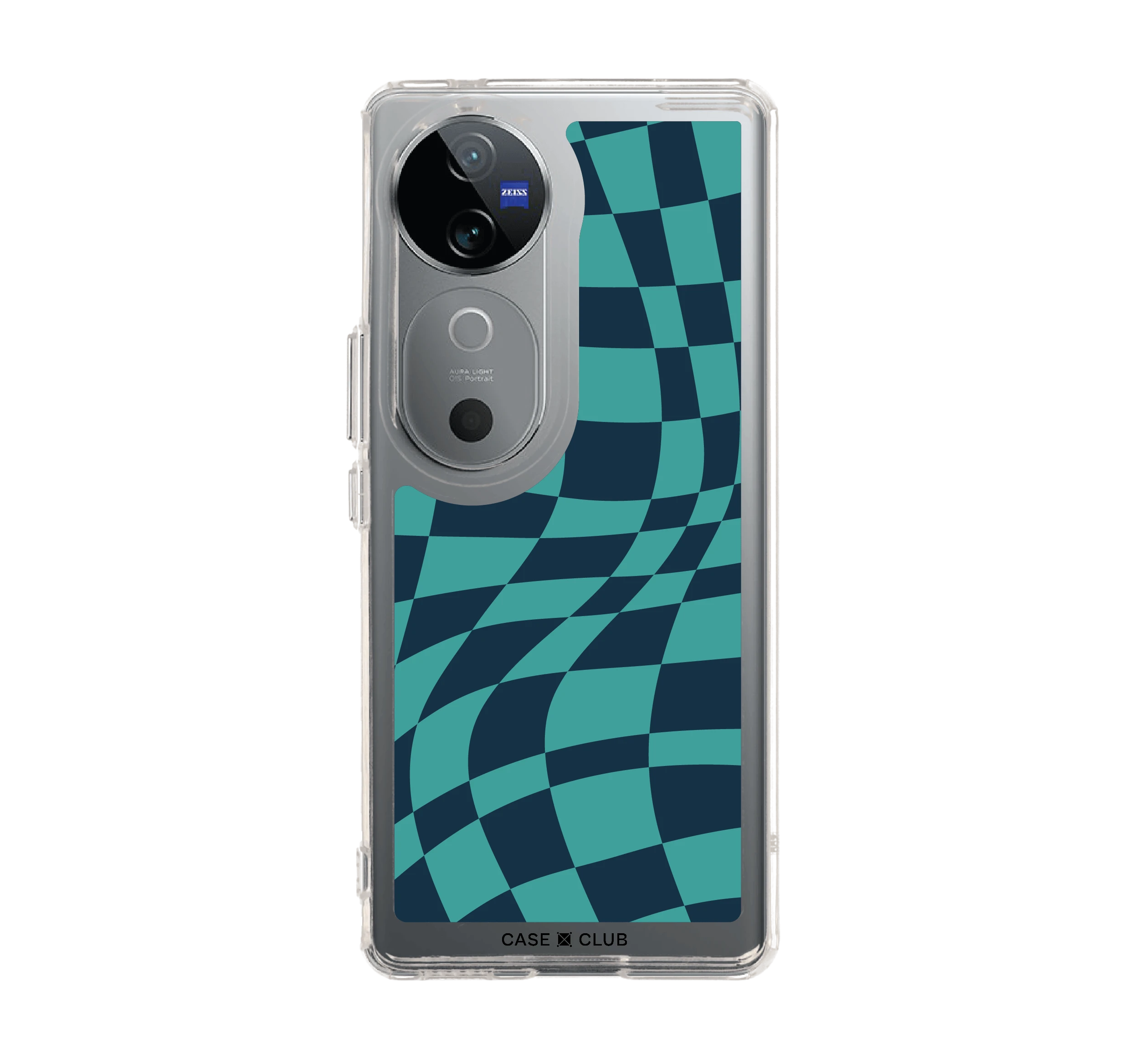 vivo v40 5g clear case green illusion grid
