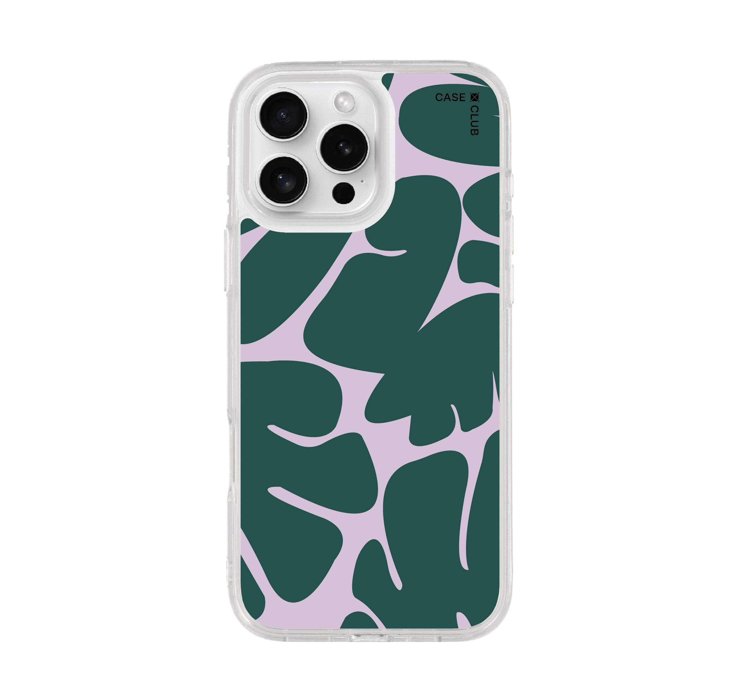 iphone 16 pro max clear case green & pink leaf pattern