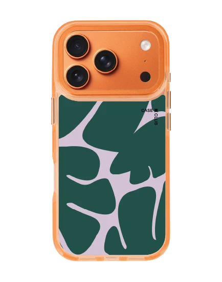 iphone 17 pro clear orange magsafe green & pink leaf pattern