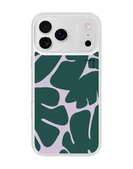 iphone 17 pro max clear green & pink leaf pattern