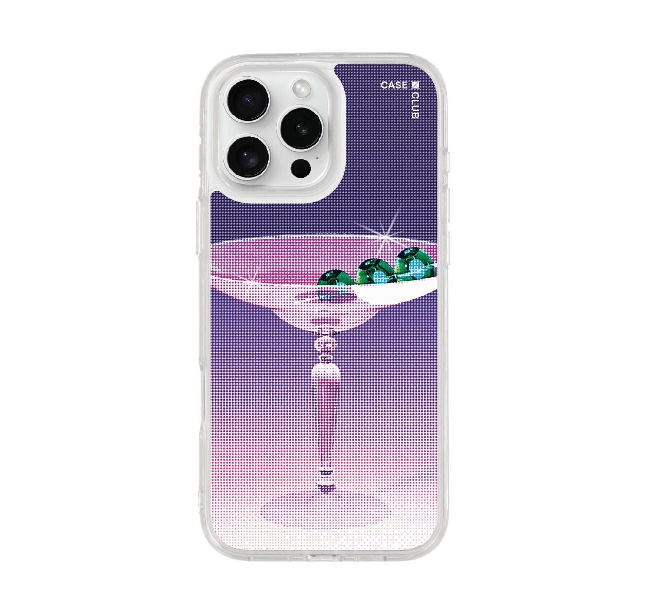 iphone 16 pro max clear case halftone cocktail glass