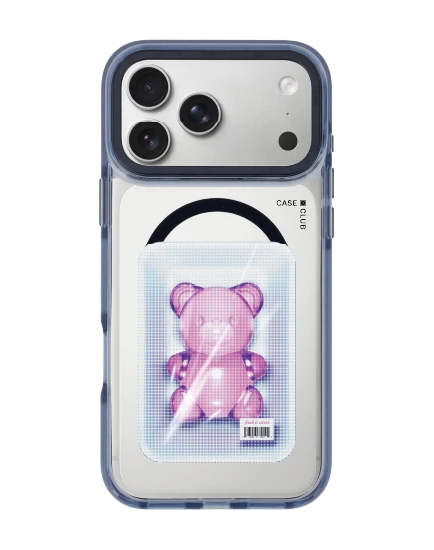 เคสใส iphone 17 pro max magsafe สีฟ้า หมีเยลลี่แพ็กสูญญากาศ