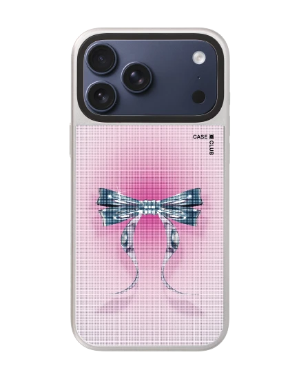 เคสกระจก iphone 17 pro max magsafe ริบบิ้นฮาล์ฟโทนสีฟ้าชมพู