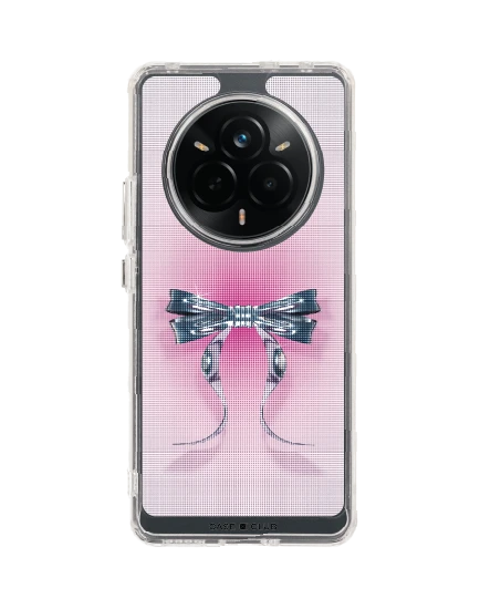 เคสใส realme 14 pro ริบบิ้นฮาล์ฟโทนสีฟ้าชมพู