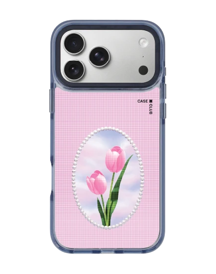 iphone 17 pro max clear blue magsafe halftone tulips