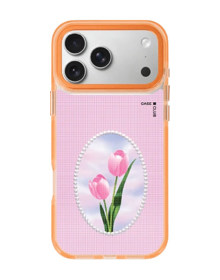 iphone 17 pro max clear orange magsafe halftone tulips