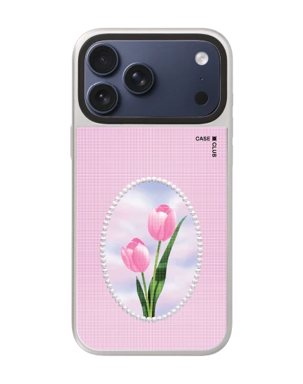 iphone 17 pro max mirror silver magsafe halftone tulips