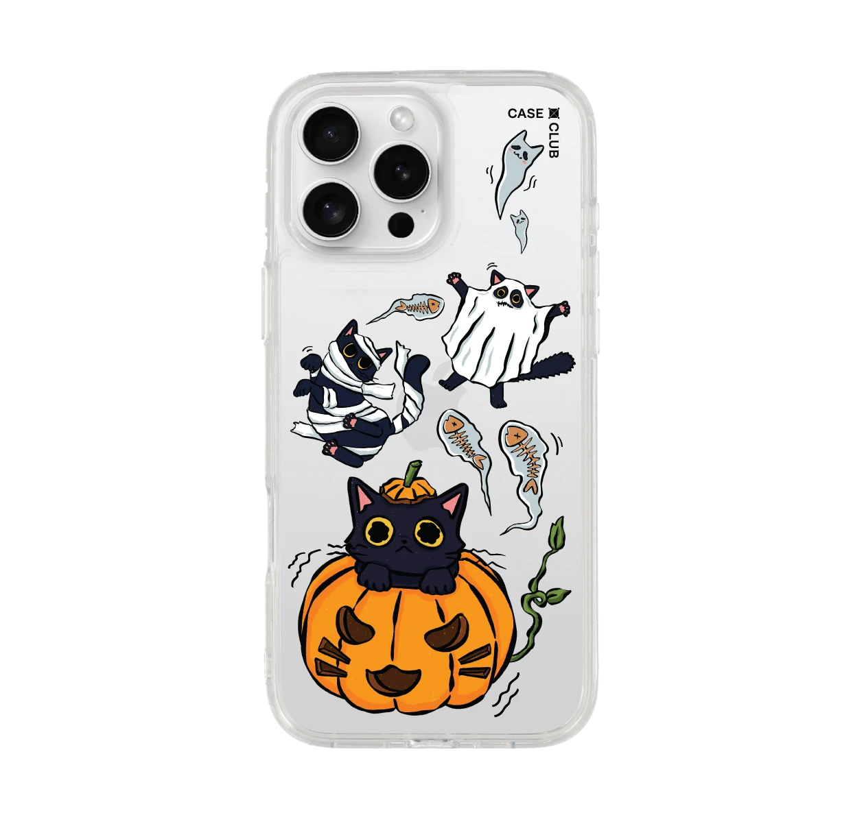 iphone 16 pro max clear case halloween cat
