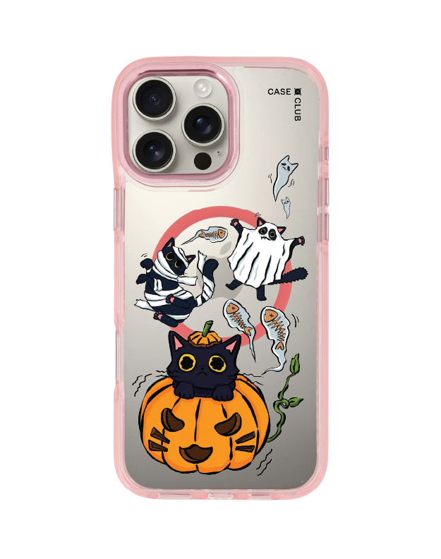 iphone 16 pro max clear pink magsafe halloween cat