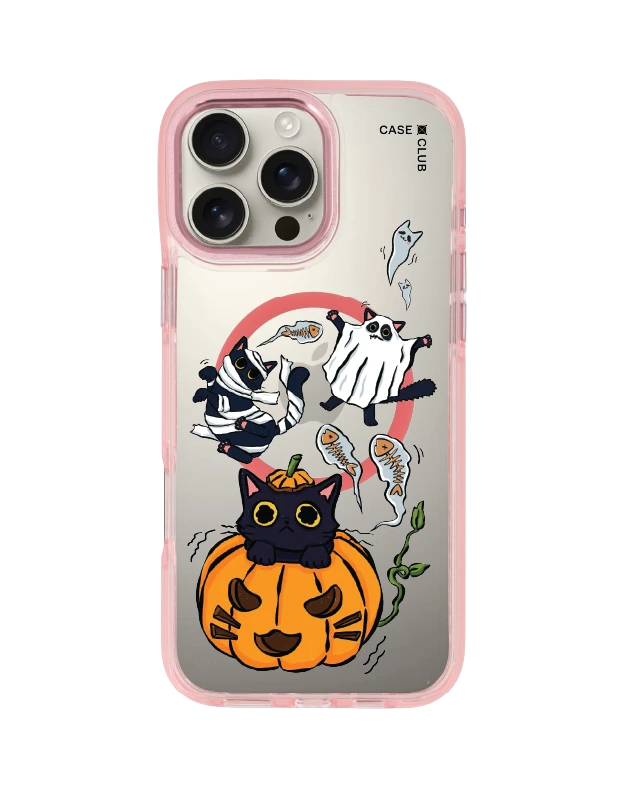 iphone 16 pro max clear pink magsafe halloween cat