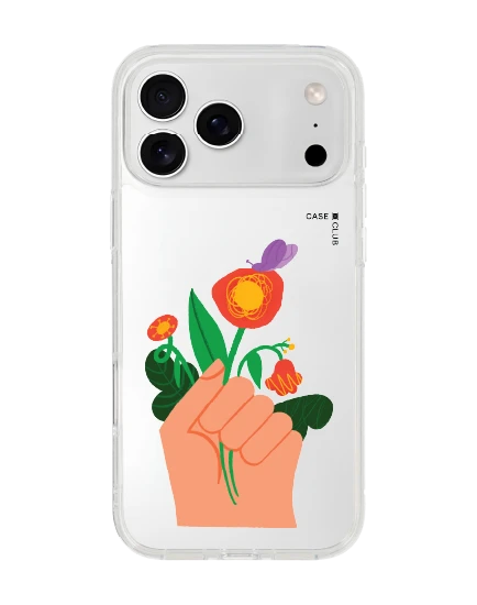 iphone 17 pro max clear hand holding flower