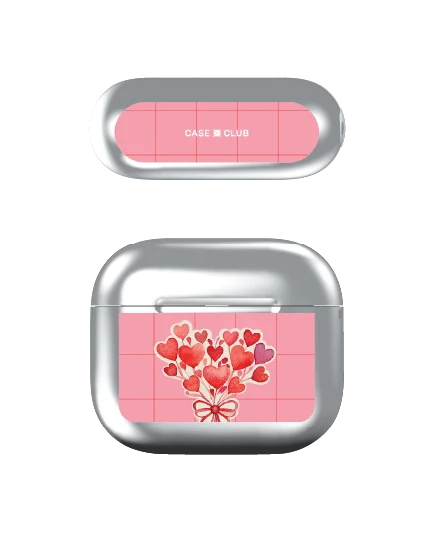 เคสสีเงิน airpods รุ่น 3 ช่อดอกไม้รูปหัวใจ