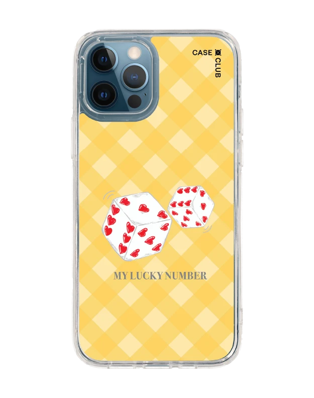 iphone 12/12 pro clear case heart dice