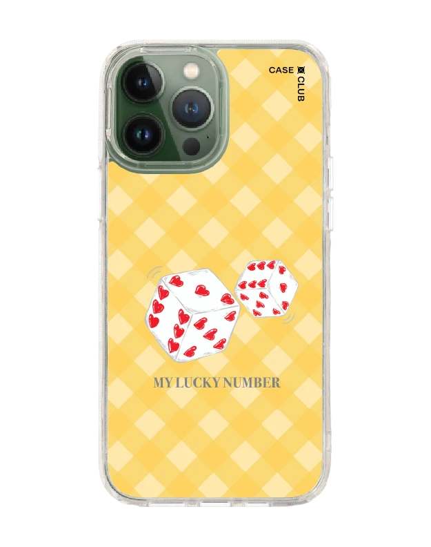 iphone 12/ 13 pro max clear case heart dice