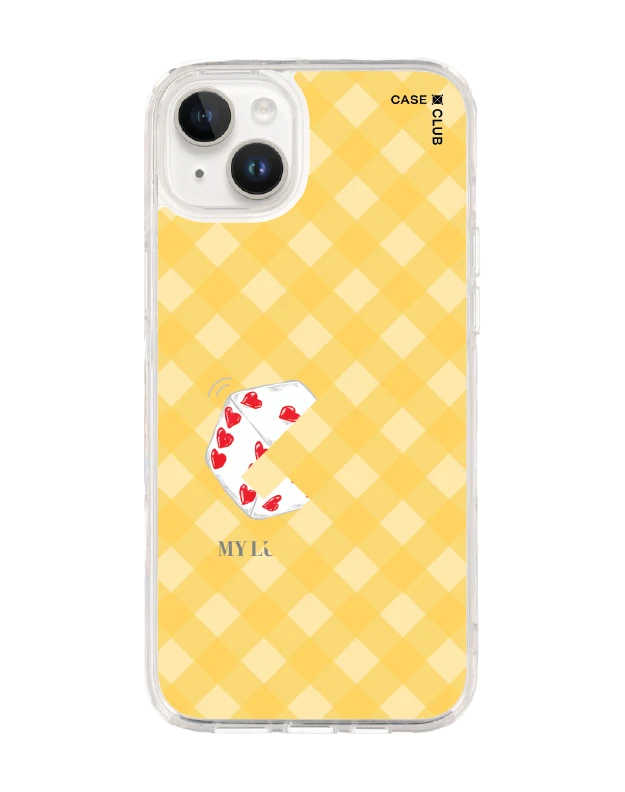 iphone 14 plus clear case heart dice