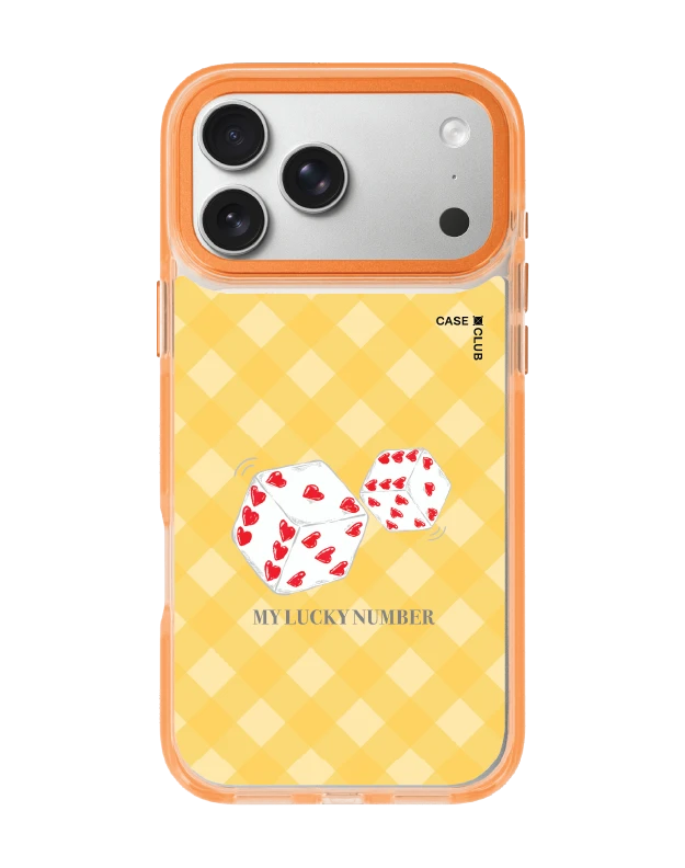 เคสใสสีส้ม iphone 17 pro max magsafe ลูกเต๋าหัวใจ