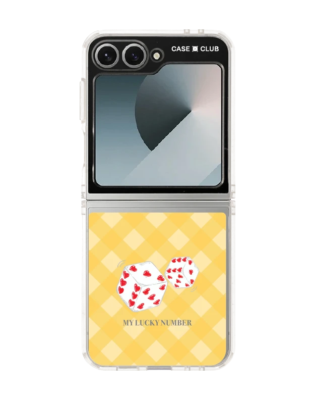 samsung galaxy z flip 6 clear case heart dice