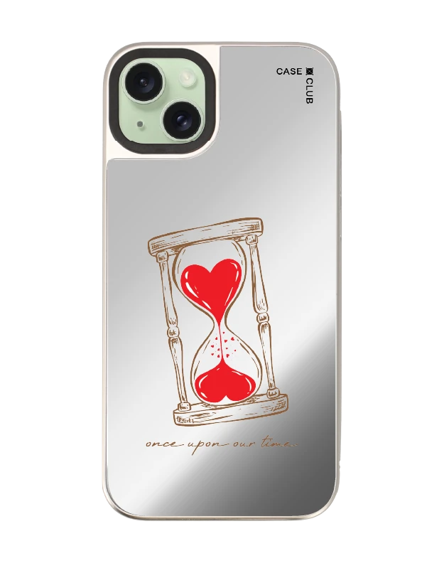 เคสกระจก iphone 15 plus magsafe นาฬิกาทรายหัวใจ