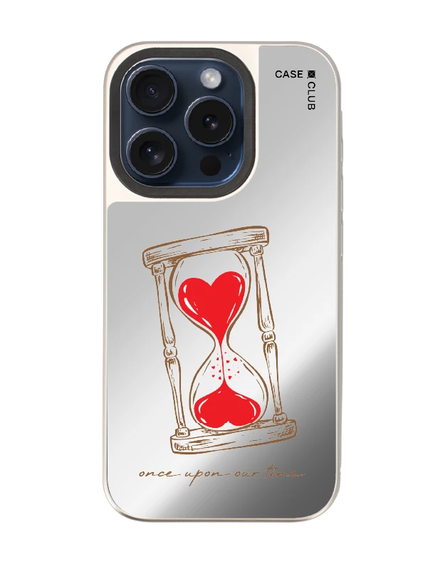 เคสกระจก iphone 15 pro magsafe นาฬิกาทรายหัวใจ