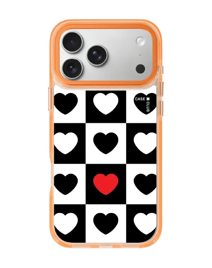 เคสใสสีส้ม iphone 17 pro max magsafe พาเหรดรูปหัวใจ