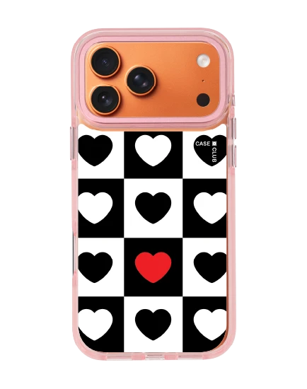 เคสใส iphone 17 pro max magsafe สีชมพู พาเหรดรูปหัวใจ