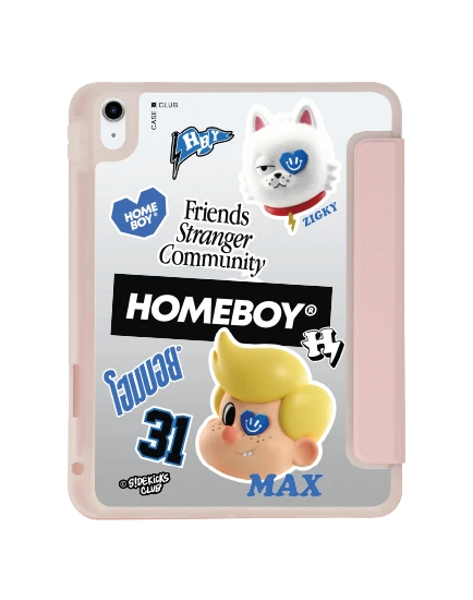 เคสใส ipad gen 10th/11th 2025 สีชมพู homeboy คู่หูแม็กซิกกี้