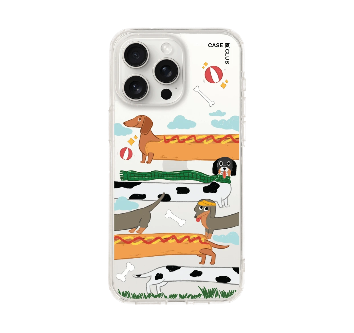 iphone 15 pro max clear case hot dog dachshund