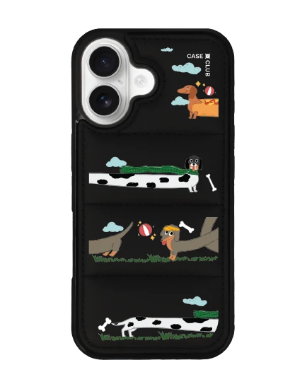 iphone 17 puffy black case hot dog dachshund