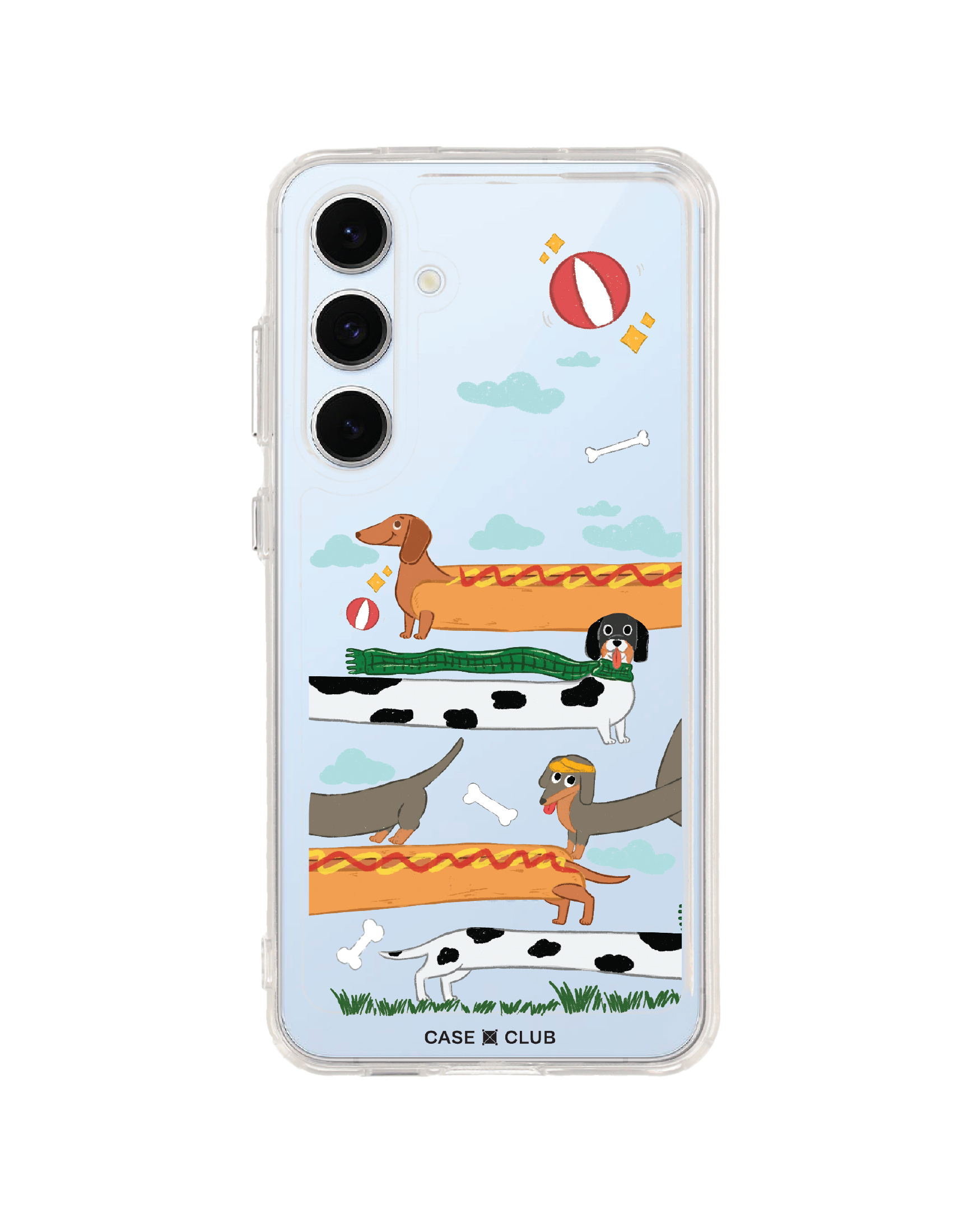 samsung galaxy s24 fe clear case hot dog dachshund