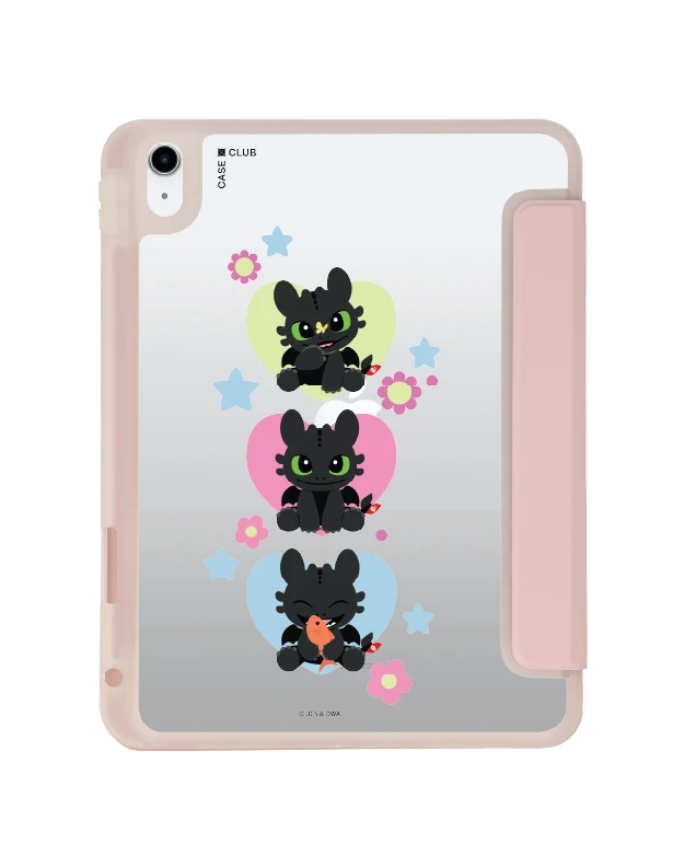 ipad gen 10th/11th 2025 clear pink httyd toothless trio