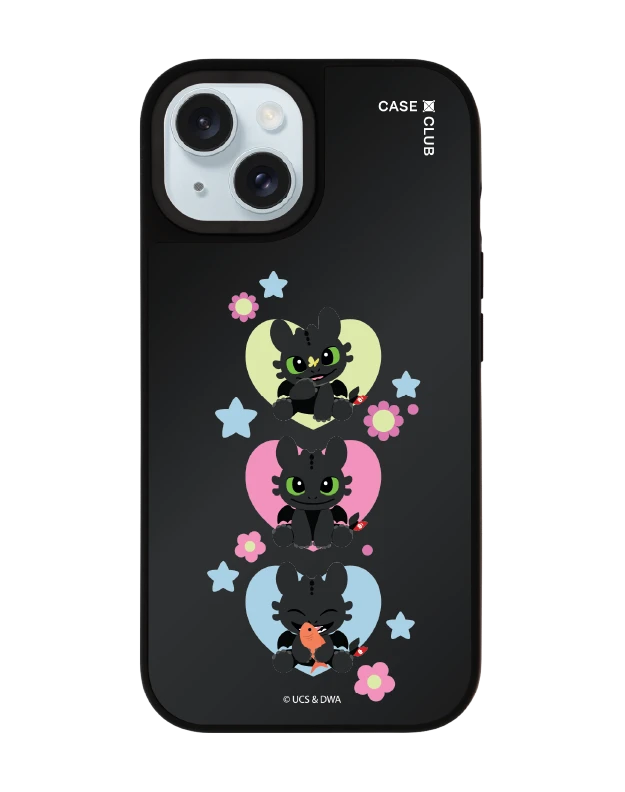 เคสกระจกดำด้าน iphone 15 magsafe httyd เขี้ยวกุดเรียงสาม