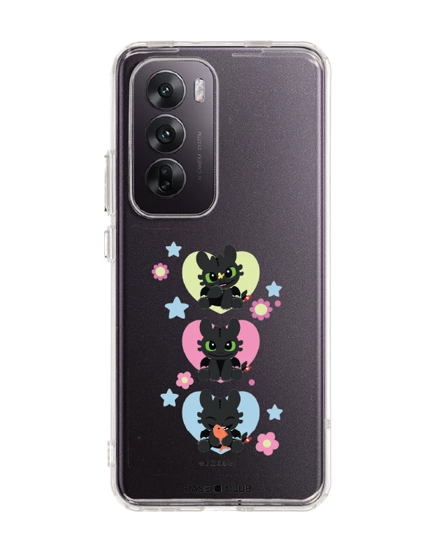oppo reno 12 clear case httyd toothless trio