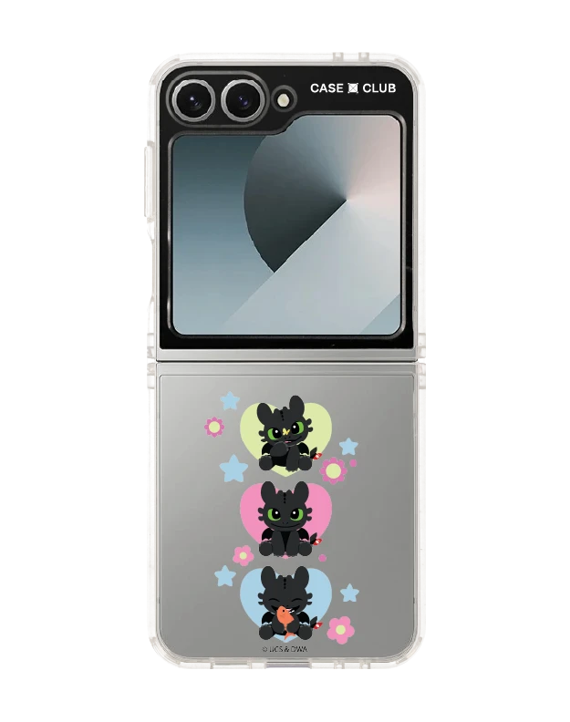 samsung galaxy z flip 6 clear case httyd toothless trio