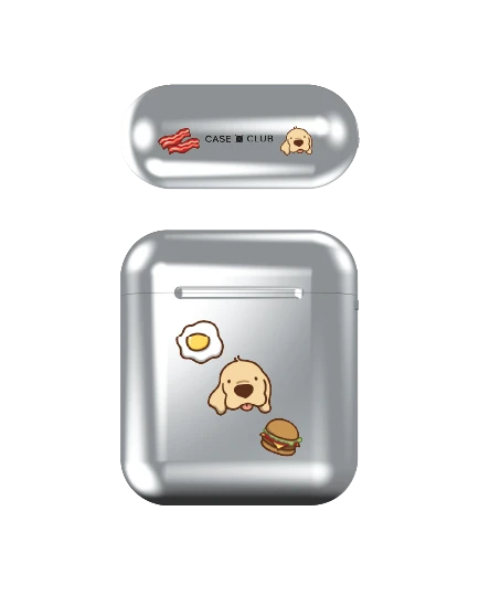 airpods (1/2 gen) silver case huto breakfast