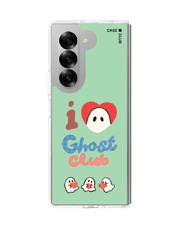 Samsung Galaxy Z Fold 6 Clear Case I Love Ghost Club Green